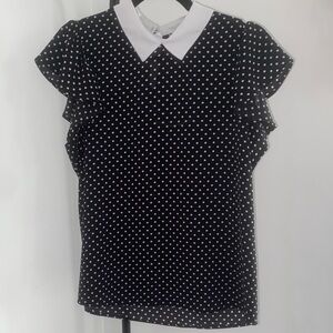 Monteau Black and White Polka Dot Top